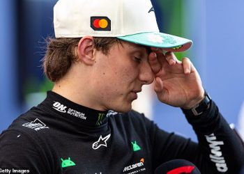 The moment Piastri collided with Kimi Antonelli's Mercedes at the Brazilian GP