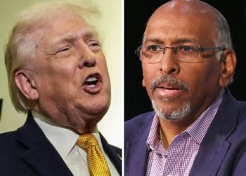 Donald Trump and Michael Steele. Composite: Reuters, The Photo Access via Alamy