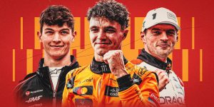 Ollie Bearman, Lando Norris and Max Verstappen during the 2025 F1 season