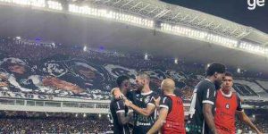 Torcedores do Remo comemoram no gramado do Mangueirão após vitória em Belém