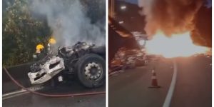 Acidente na BR-376 envolve van a caminho do Beto Carrero e resulta em morte