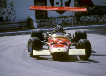 Graham Hill in 1968 Monaco Grand Prix practice