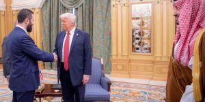 U.S. President Donald Trump meets Syrian President Ahmed al-Sharaa in Riyadh