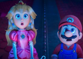 m colorida de Princesa Peach e Mario em Super Mario Galaxy