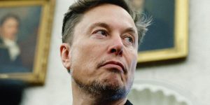 Elon Musk lin the Oval Office on May 21, 2025.