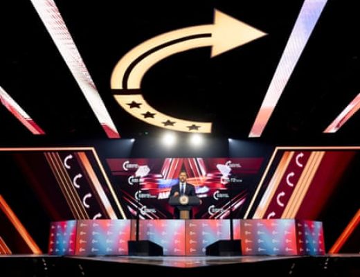 President JD Vance stands behind podium