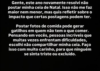 Influenciador decide não postar ceia de Natal para evitar gatilhos