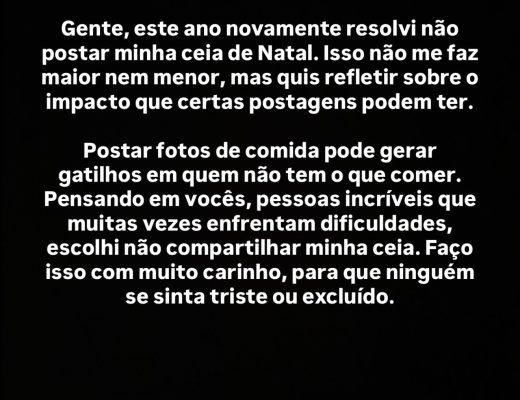 Influenciador decide não postar ceia de Natal para evitar gatilhos