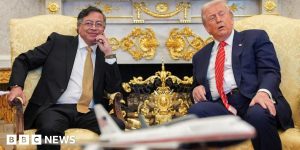 US President Donald Trump and his Colombian counterpart Gustavo Petro meet at the Oval Office at the White House, in Washington, D.C., U.S., February 3, 2026