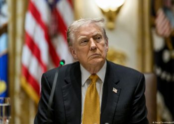 US President Donald Trump at an official lunch meeting in the Cabinet Room