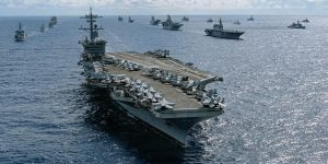 of the USS Abraham Lincoln carrier group during military maneuvers in the Pacific Ocean (July 30, 2022