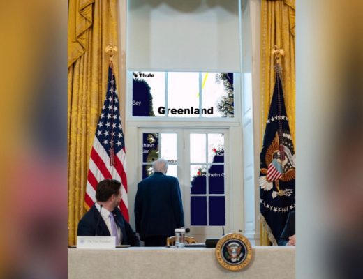 m do território da Groenlândia com bandeira dos EUA