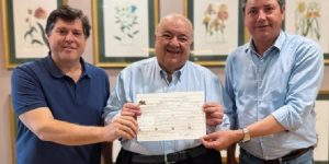 Foto: Baleia Rossi, Rafael Greca e Sergio Souza (Foto: rede social BR)