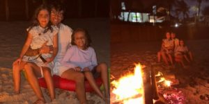 Daniel Cady celebra a virada ao lado das filhas Helena e Marina. Reprodução