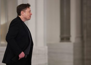 Elon Musk attends a state dinner at the Lusail Palace on May 14, 2025, in Doha, Qatar