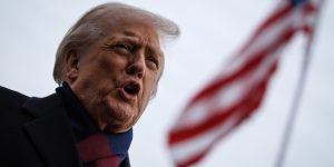 US President Donald Trump speaks to members of the media on the South Lawn of the White House before boarding Marine One in Washington, DC, US, on Saturday, Dec