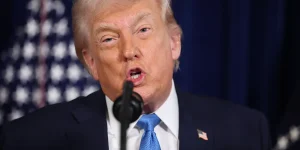 U.S. President Donald Trump addresses the media during a news conference at his Mar-a-Lago club on January 03, 2026, in Palm Beach, Florida