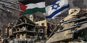 m colorida de arte Israel e Hamas