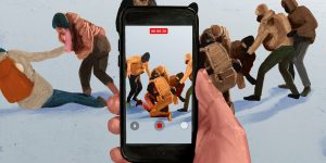 Phone recording of ICE agents pinning down civilians.