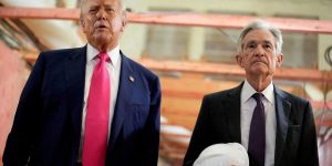 U.S. President Trump tours the Federal Reserve Board building in Washington, D.C