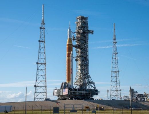 NASA rolls out the SLS rocket and Orion spacecraft for the Artemis 2 moon mission on Jan. 17, 2026