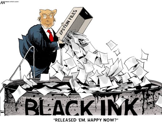 Cartoons editoriais de 28 de dezembro de 2025: arquivos Epstein e CBS News