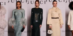 Looks de festa elegantes das famosas em evento Gucci
