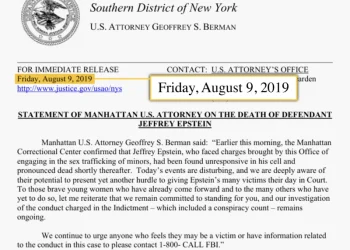 Erro de data em declaração sobre a morte de Epstein é apenas um erro de digitação