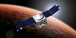 Artist's illustration of NASA's MAVEN spacecraft, which is investigating how, why and when Mars lost most of its atmosphere