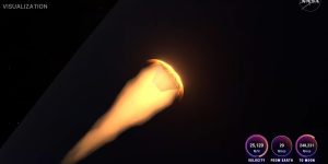 Simulação da Nasa mostrando plasma que se acumula ao redor da cápsula. — Foto: 1