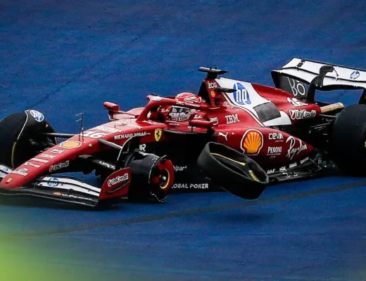 Charles Leclerc was eliminated from the Brazilian GP after a clash with Kimi Antonelli and Oscar Piastri