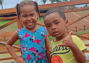 colorida dos irmãos Ágatha Isabelly, de 6 anos, e Allan Michael, de 4, desaparecidos desde 4 de janeiro, no Quilombo São Sebastião dos Pretos, em Bacabal (MA