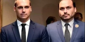 m colorida dos Filhos do ex-presidente Jair Bolsonaro, Eduardo e Carlos Bolsonaro