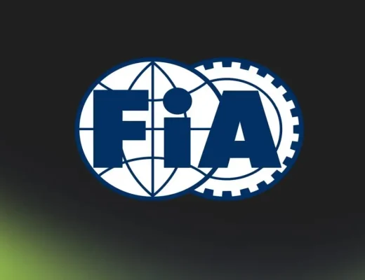 The logo of the FIA on a dark background