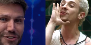 Jonas Sulzbach e Juliano Floss discutindo no "BBB26" (Reprodução Instagram Agripino Magalhães Júnior/ montagem