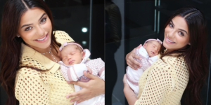 Key Alves mostrando a filha, Rosamaria (Reprodução Instagram Key Alves/ montagem