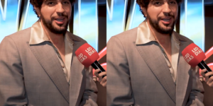 Nattanzinho sendo entrevistado pelo portal LeoDias (Reprodução portal LeoDias/ montagem