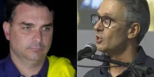 Foto: 1 de 1 Fotos mostram Flávio Bolsonaro e Romeu Zema — Foto: AP Photo/Eraldo