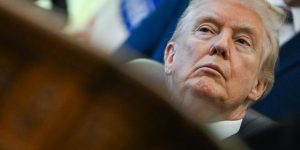 US President Donald Trump listens during an event about weight-loss drugs in the Oval Office of the White House in Washington DC, on November 6, 2025