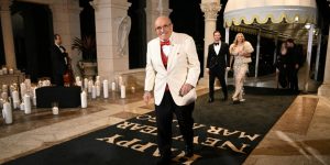 US President Donald Trump at his Mar-a-Lago residence in Palm Beach, Florida, on December 31, 2025