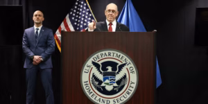 White House "border czar" Tom Homan speaks during a press conference at the Bishop Henry Whipple Federal Building in Minneapolis, Minnesota, on Wednesday