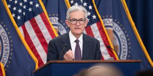 Official Federal Reserve Photo. Chairman Jerome Powell answers reporters' questions at an FOMC conference
