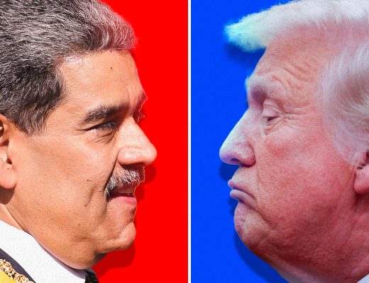 m colorida mostra Nicolás Maduro e Donald Trump