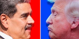 m colorida mostra Nicolás Maduro e Donald Trump