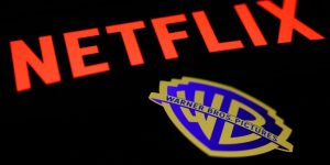 m de logomarcas de Netflix e Warner Bros. Discovery