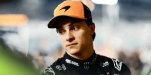 Oscar Piastri looks on in the pit lane in Abu Dhabi