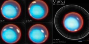 Detalhes das auroras boreais em Urano revelados pelo James Webb