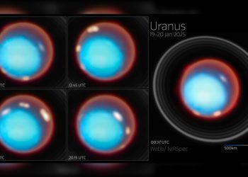 Detalhes das auroras boreais em Urano revelados pelo James Webb