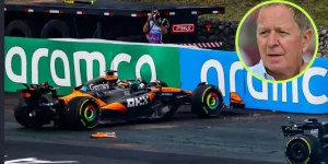 Oscar Piastri Brazil Sprint crash, Martin Brundle in the circle