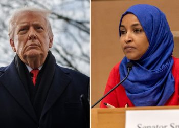 Left: President Donald Trump; Right: Rep. Ilhan Omar